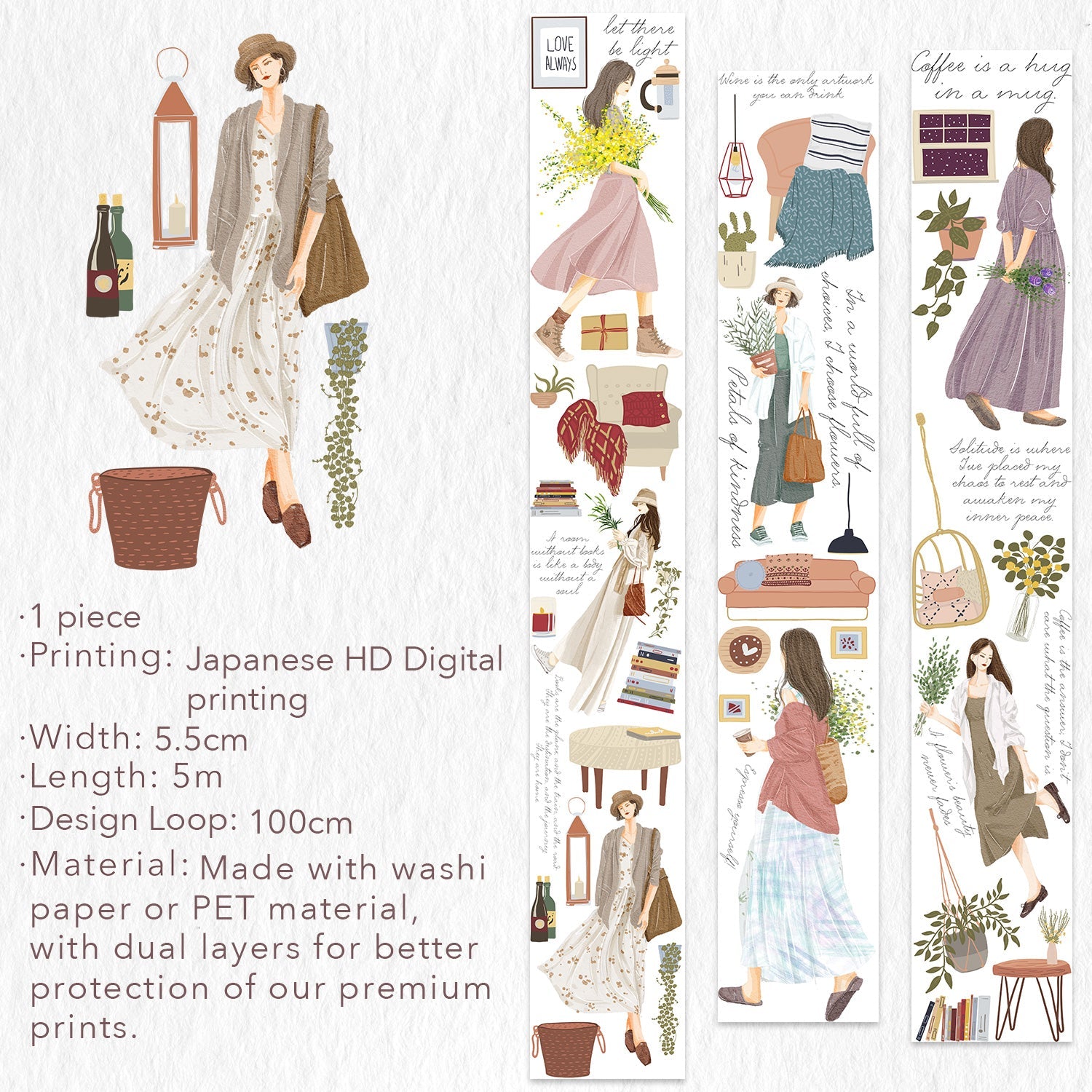 The Washi Tape Shop Lisbon's Poetic Corners Wide PET -tape 55mm