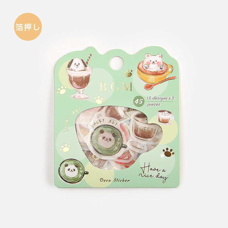 BGM Washi Sticker Flakes Latte Animal Art Foil