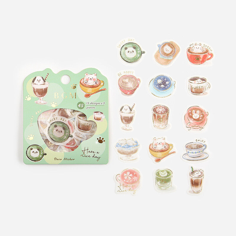 BGM Washi Sticker Flakes Latte Animal Art Foil