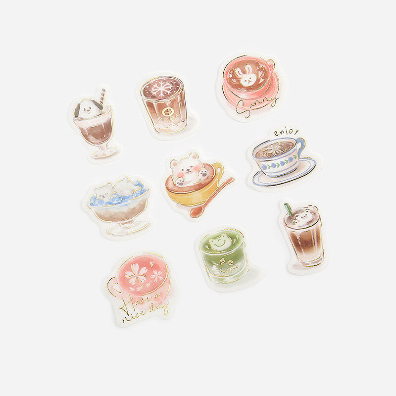 BGM Washi Sticker Flakes Latte Animal Art Foil