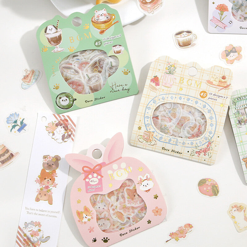 BGM Washi Sticker Flakes Latte Animal Art Foil
