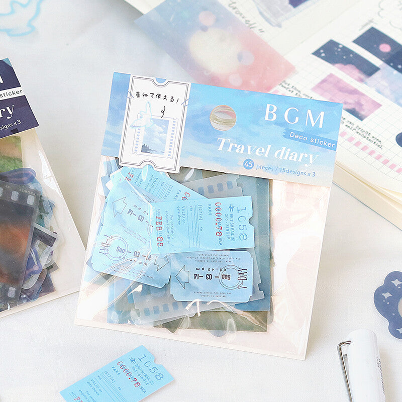 BGM Sticker Flakes Travel Diary Sky