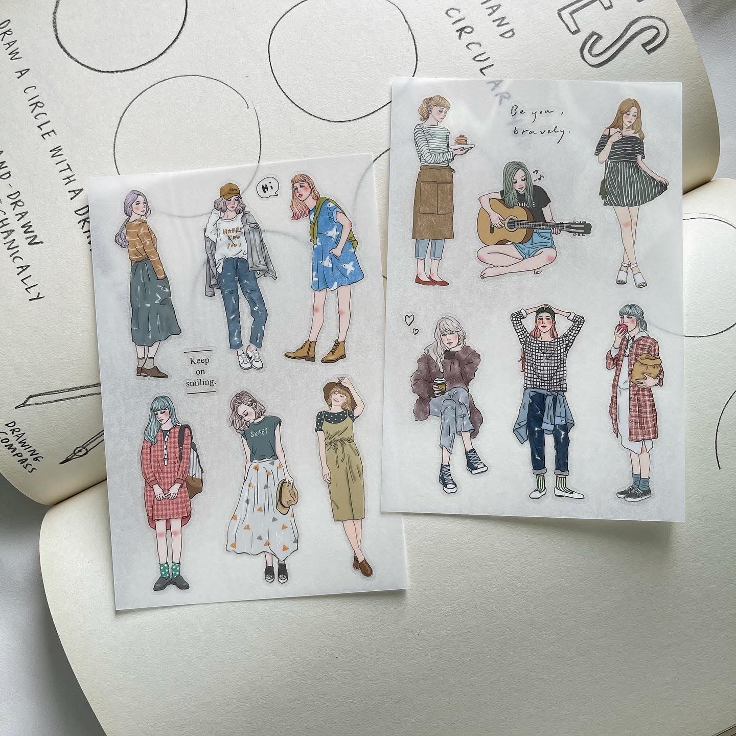 Girls - Transfer Stickers Set / 12 sheets