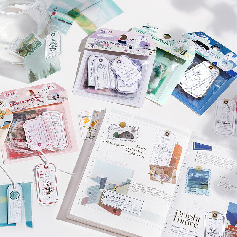 Washi Sticker Flakes Island Encounter Blue