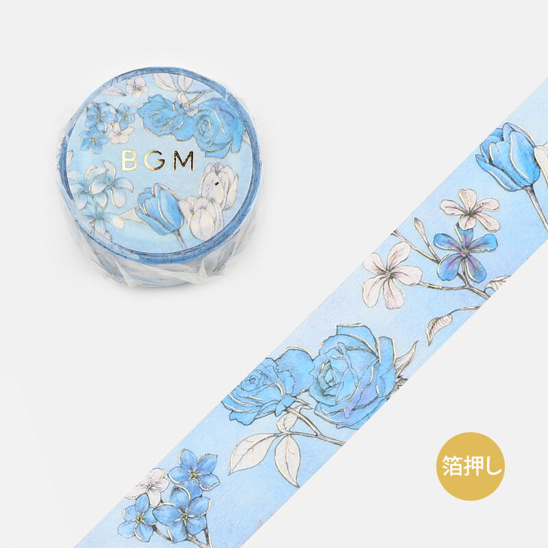 20mm Foil Washiteippi Flower Margin Blue