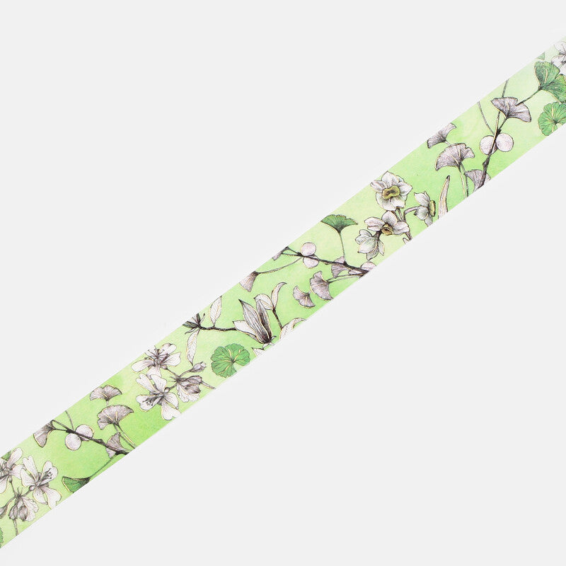 20mm Washitape Flower Margin Green