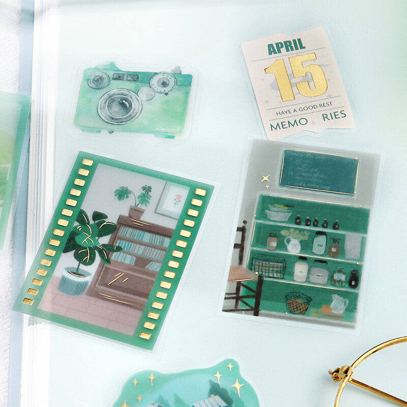 BGM Planner Sticker Flakes Leisurely Time Green