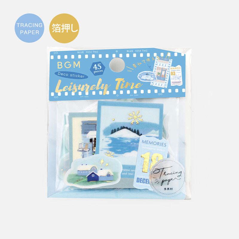 BGM Planner Sticker Flakes Leisurely Time Blue