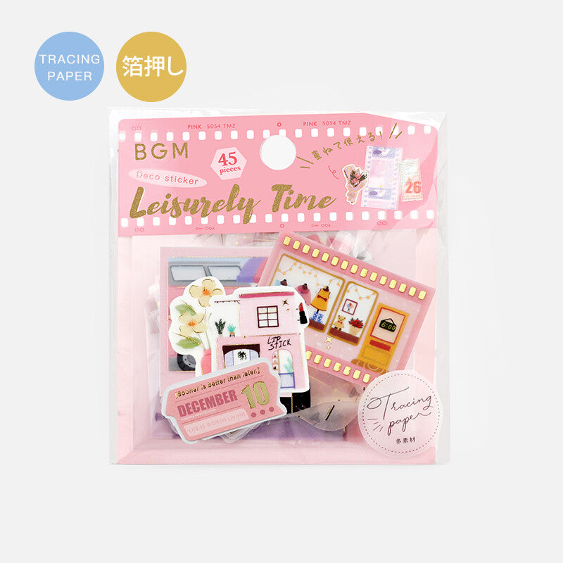 BGM Planner Sticker Flakes Leisurely Time Pink