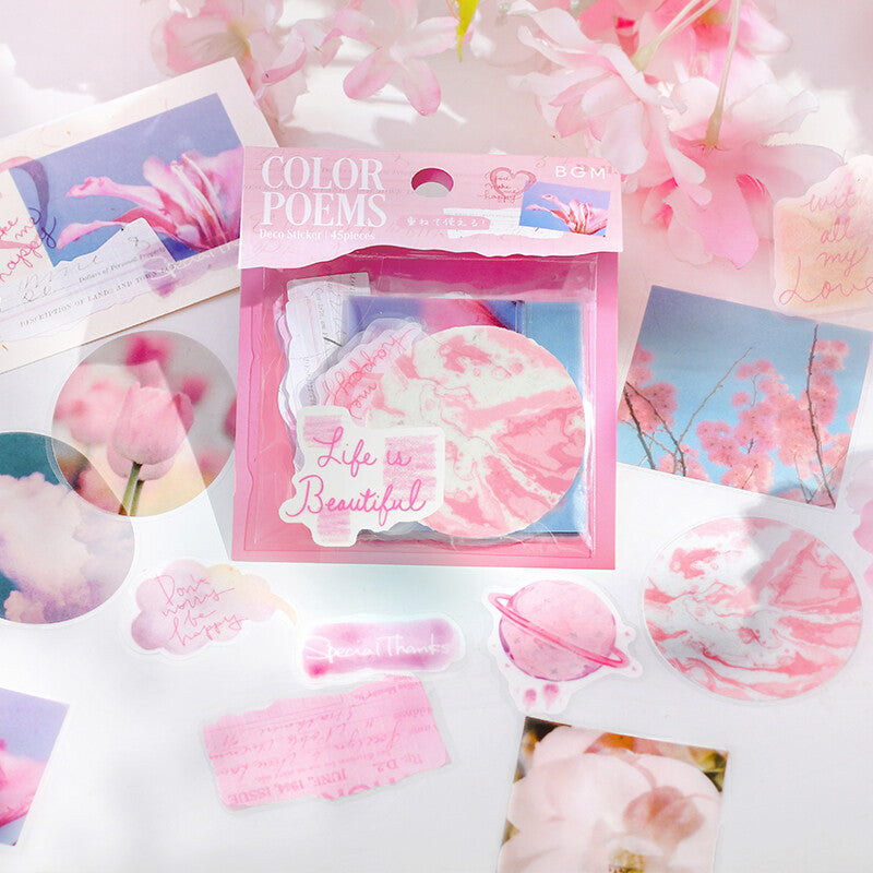 BGM Planner Sticker Flakes Color Poems Pink