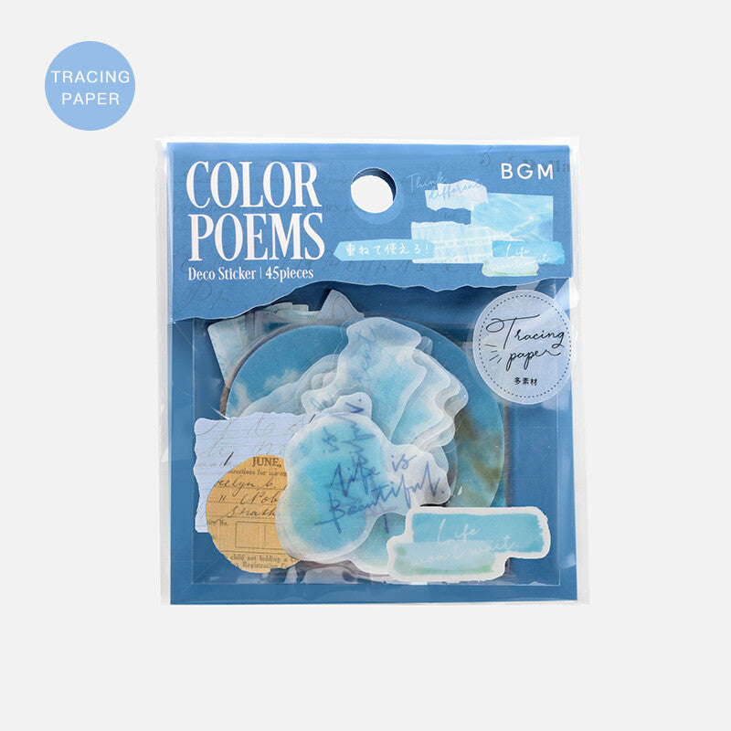 BGM Planner Sticker Flakes Color Poems Blue