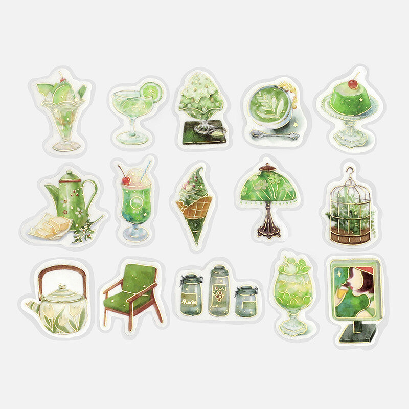 BGM Planner Sticker Flakes Cafe a la Mode Green