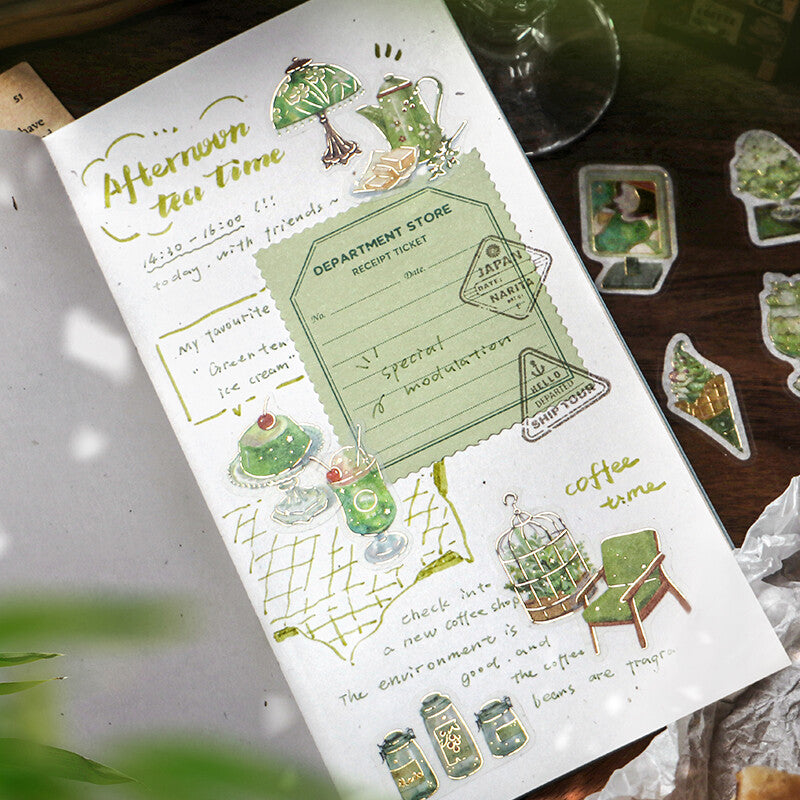 BGM Planner Sticker Flakes Cafe a la Mode Green