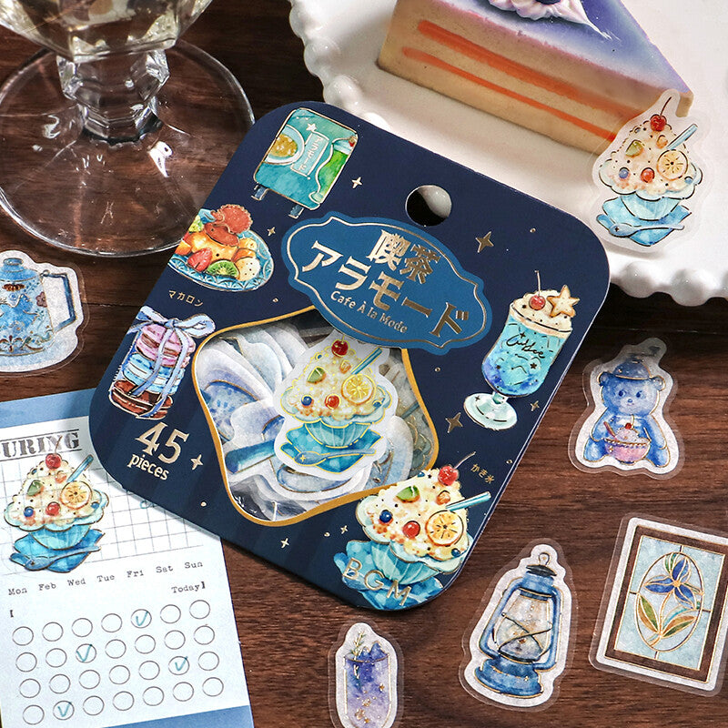 BGM Planner Sticker Flakes Cafe a la Mode Blue