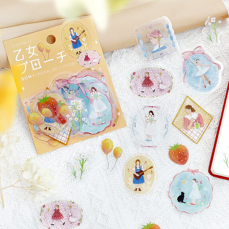 BGM PET Sticker Flakes Maiden Brooch Girls