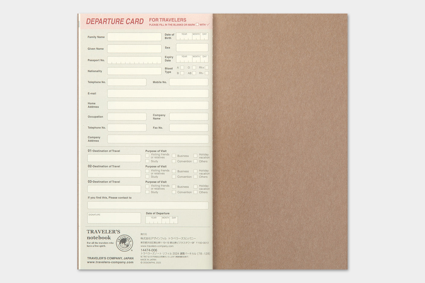 Traveler's Notebook 2024 Weekly Vertical Diary Regular Size