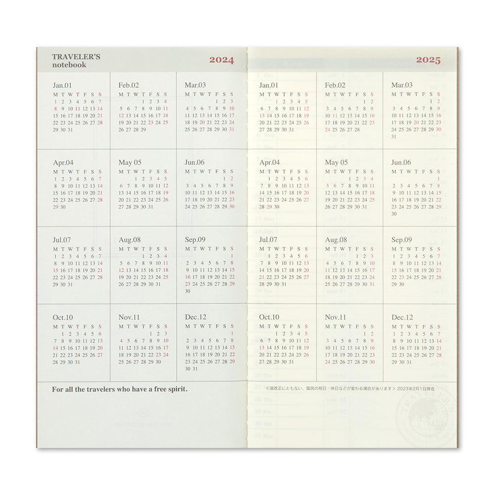 Traveler's Notebook 2024 Weekly Vertical Diary Regular Size