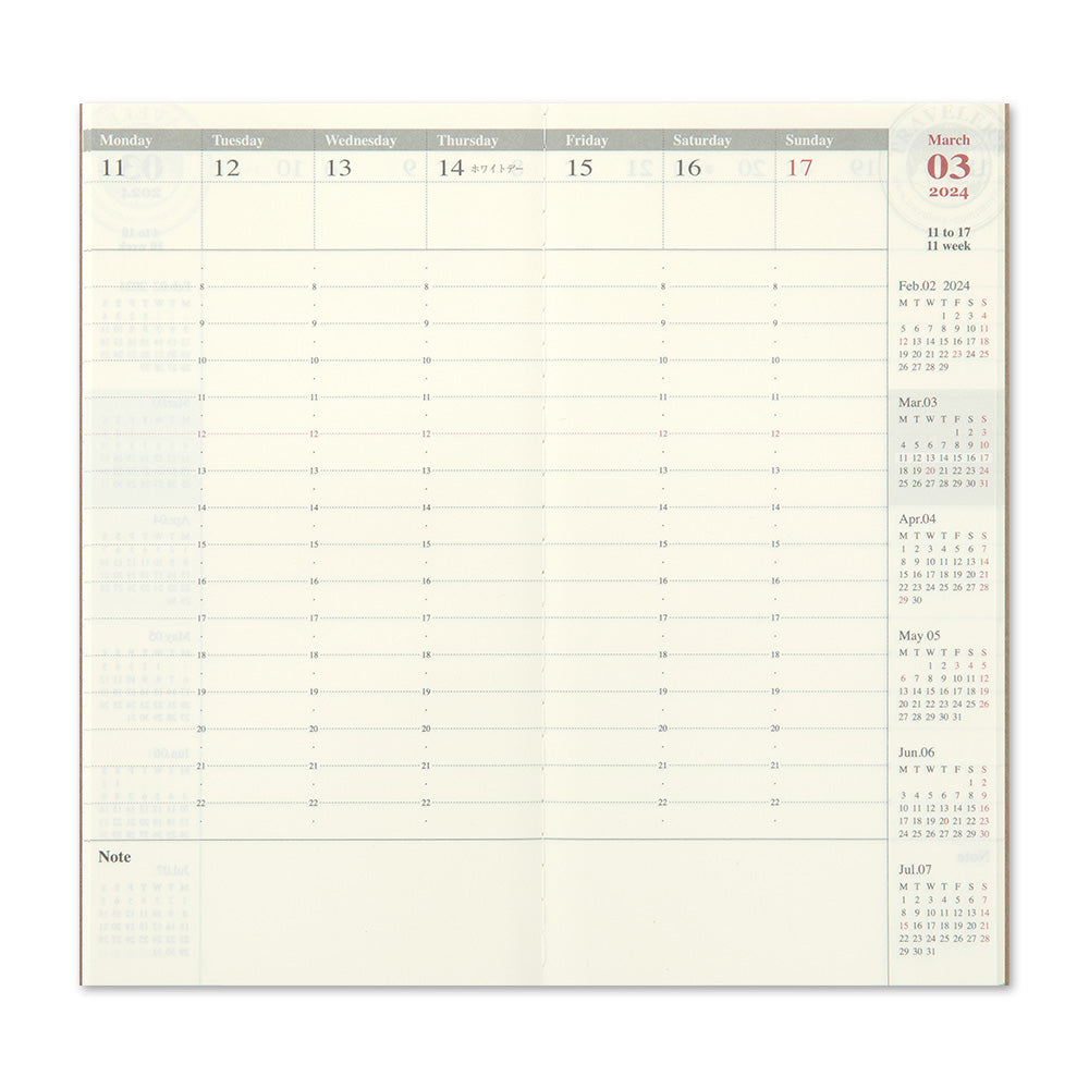Traveler's Notebook 2024 Weekly Vertical Diary Regular Size