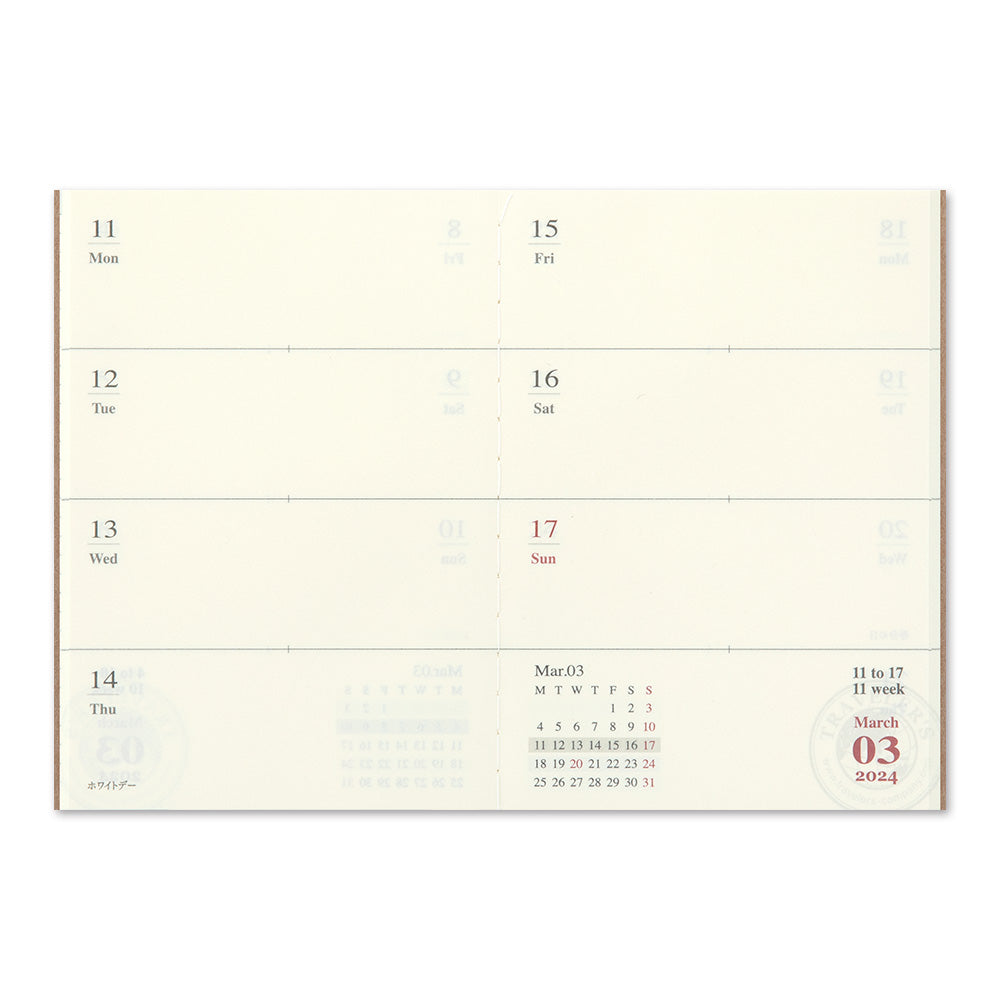 Traveler's Notebook 2024 Weekly Diary Passport Size