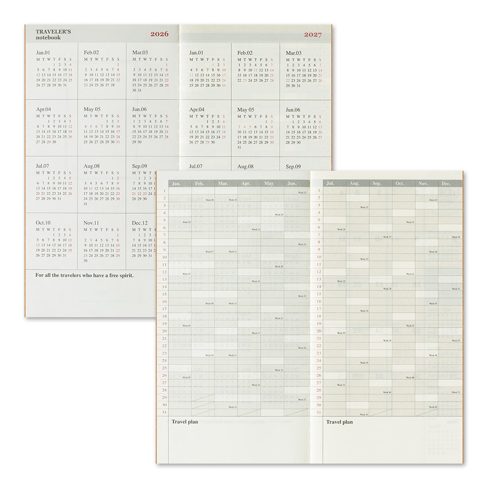 Traveler's Notebook 2026 Monthly Diary Regular Size