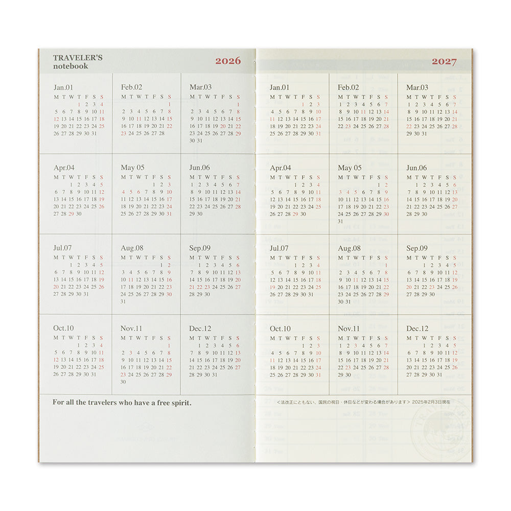 Traveler's Notebook 2026 Weekly + Memo Diary Regular Size