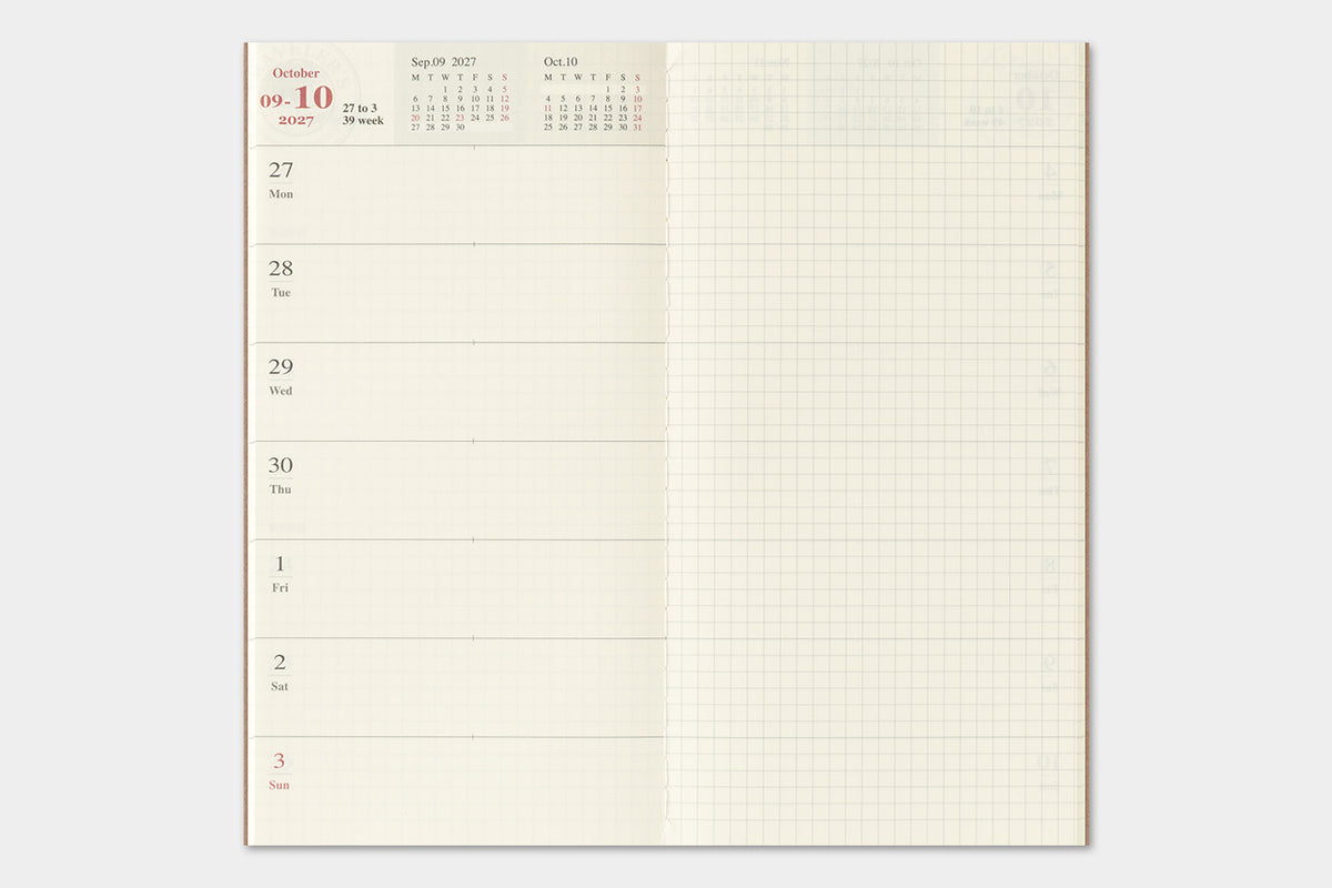 Traveler's Notebook 2027 Weekly + Memo Diary Regular Size