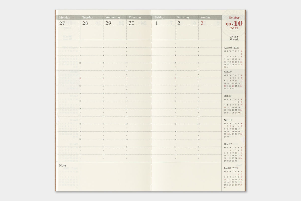 Traveler's Notebook 2027 Weekly Vertical Diary Regular Size