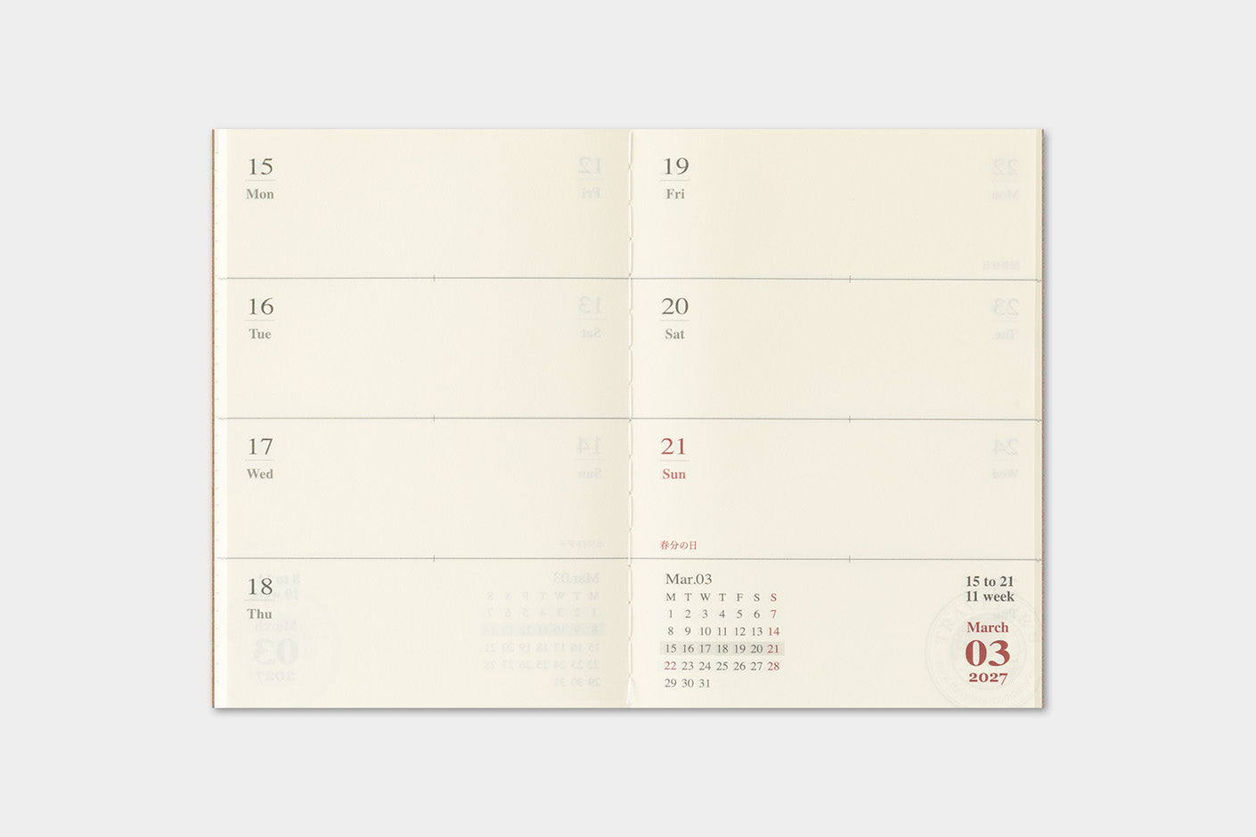 Traveler's Notebook 2027 Weekly Diary Passport Size