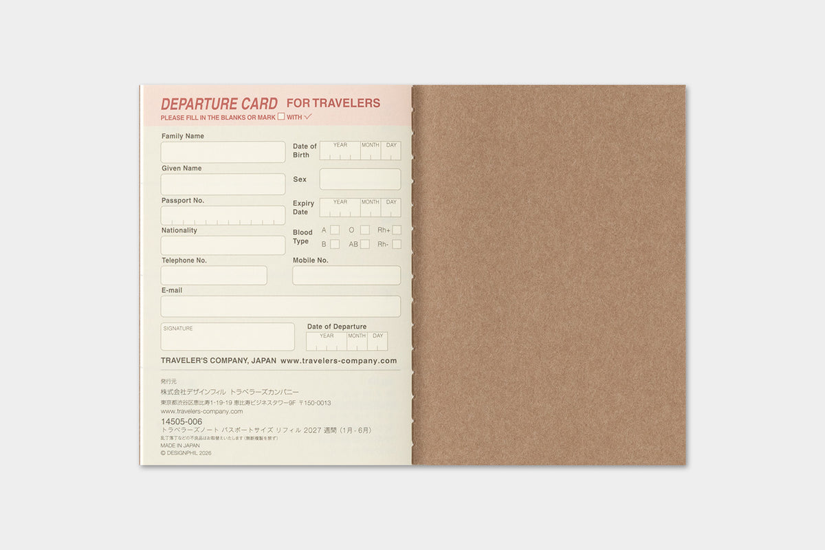 Traveler's Notebook 2027 Weekly Diary Passport Size