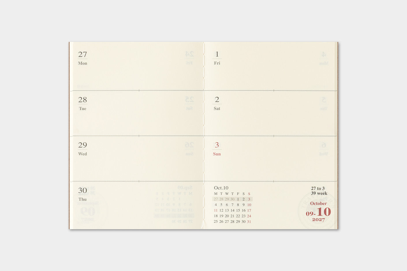 Traveler's Notebook 2027 Weekly Diary Passport Size