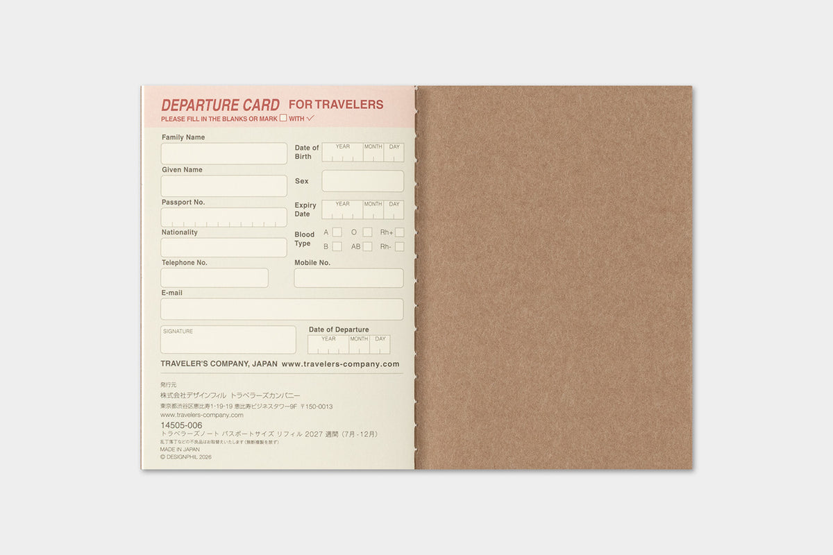 Traveler's Notebook 2027 Weekly Diary Passport Size