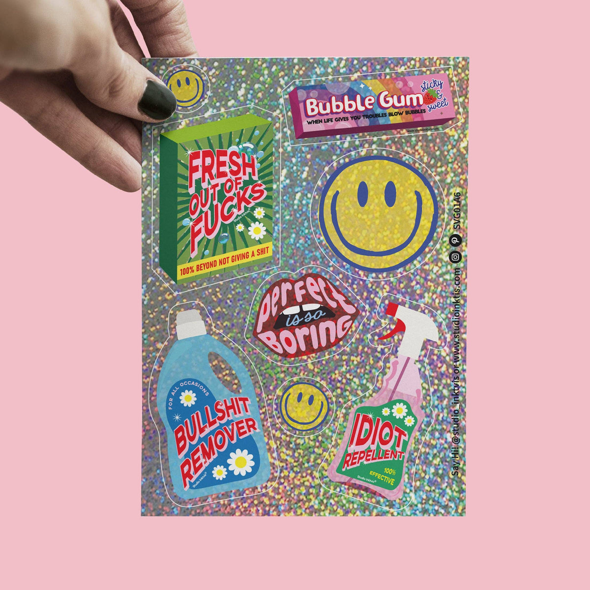 Glittertarra-arkki Smiley & Sarcastic Statements