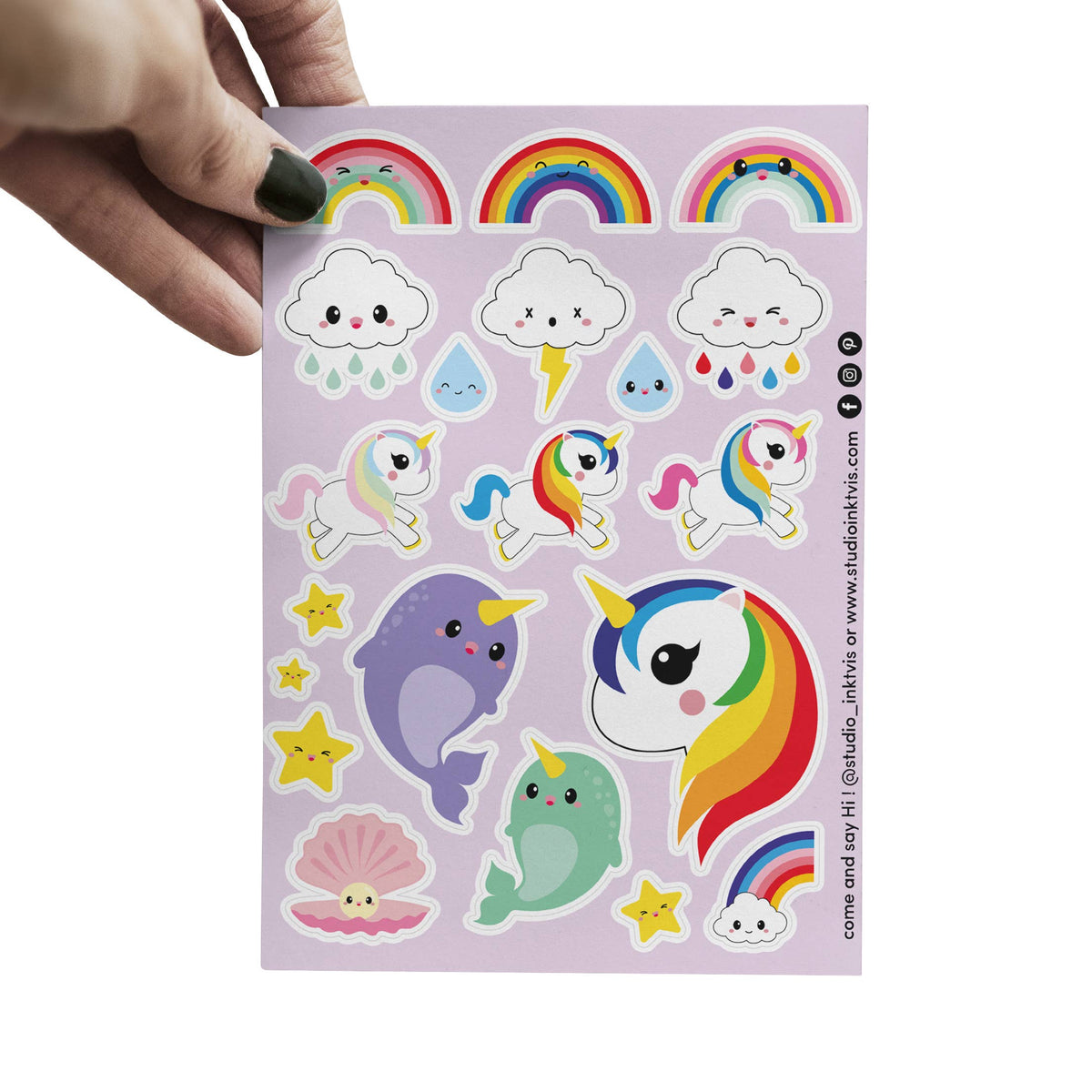 Vinyylitarra-arkki Unicorn Narwhal Rainbow