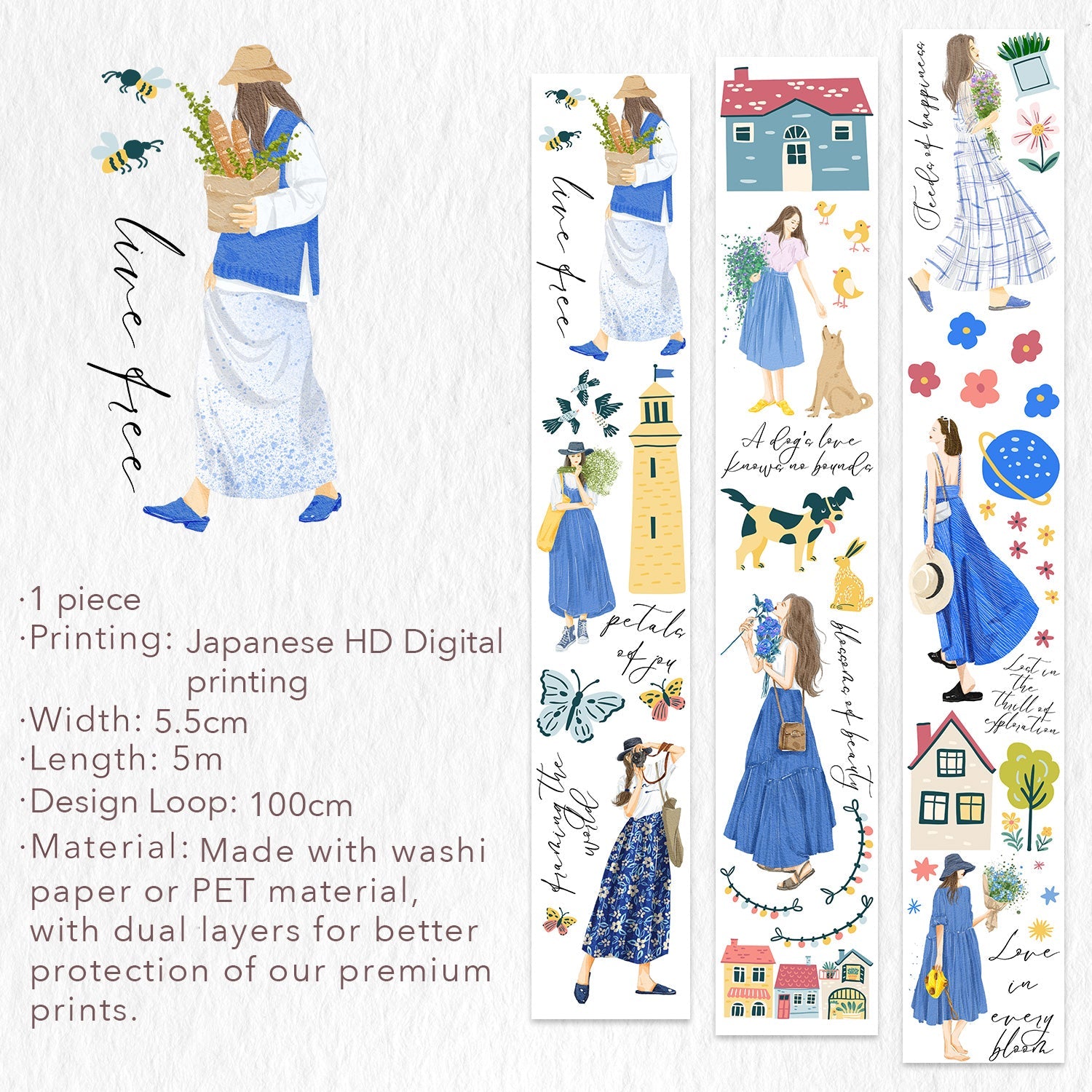 The Washi Tape Shop Morocco's Blue Hues Wide PET -tape 55mm