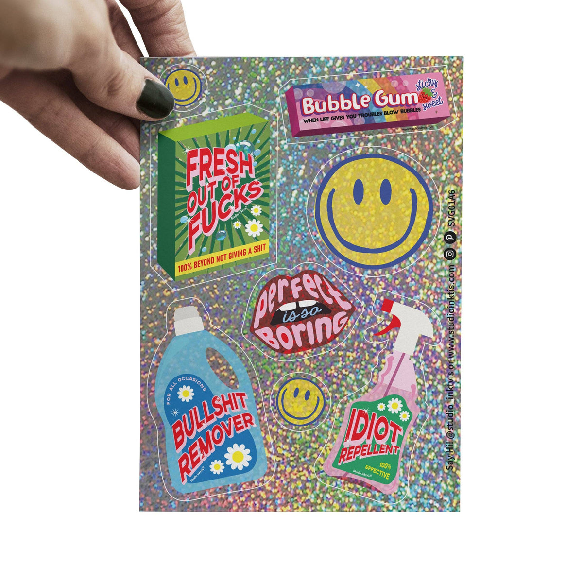 Glittertarra-arkki Smiley & Sarcastic Statements