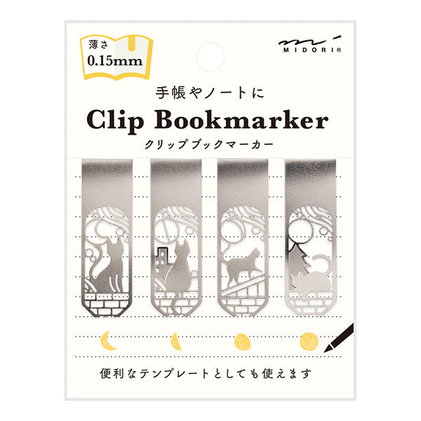 Midori Clip Bookmarker Cat & Moon