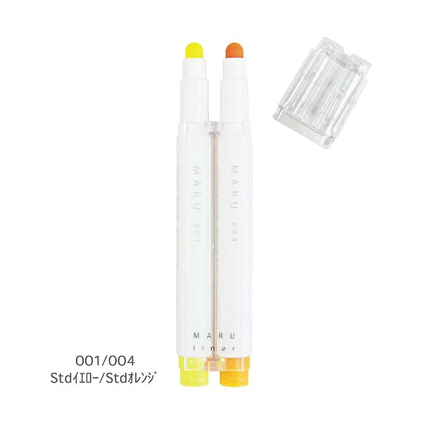 MARU Liner Dot Marker Highlighter TWINS 001 Standard Yellow + 004 Standard Orange