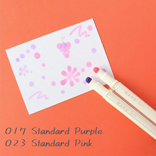MARU Liner Dot Marker Highlighter TWINS 017 Standard Purple + 023 Standard Pink