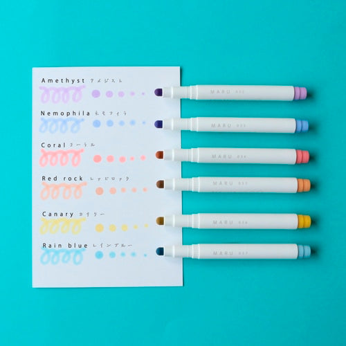 MARU Liner Dot Market Highlighter Nature 6 Color Set
