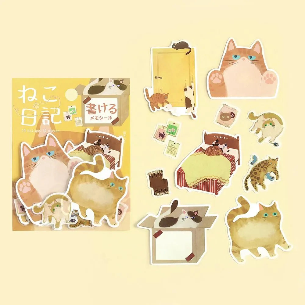 Cat Diary Memo Stickers Yellow