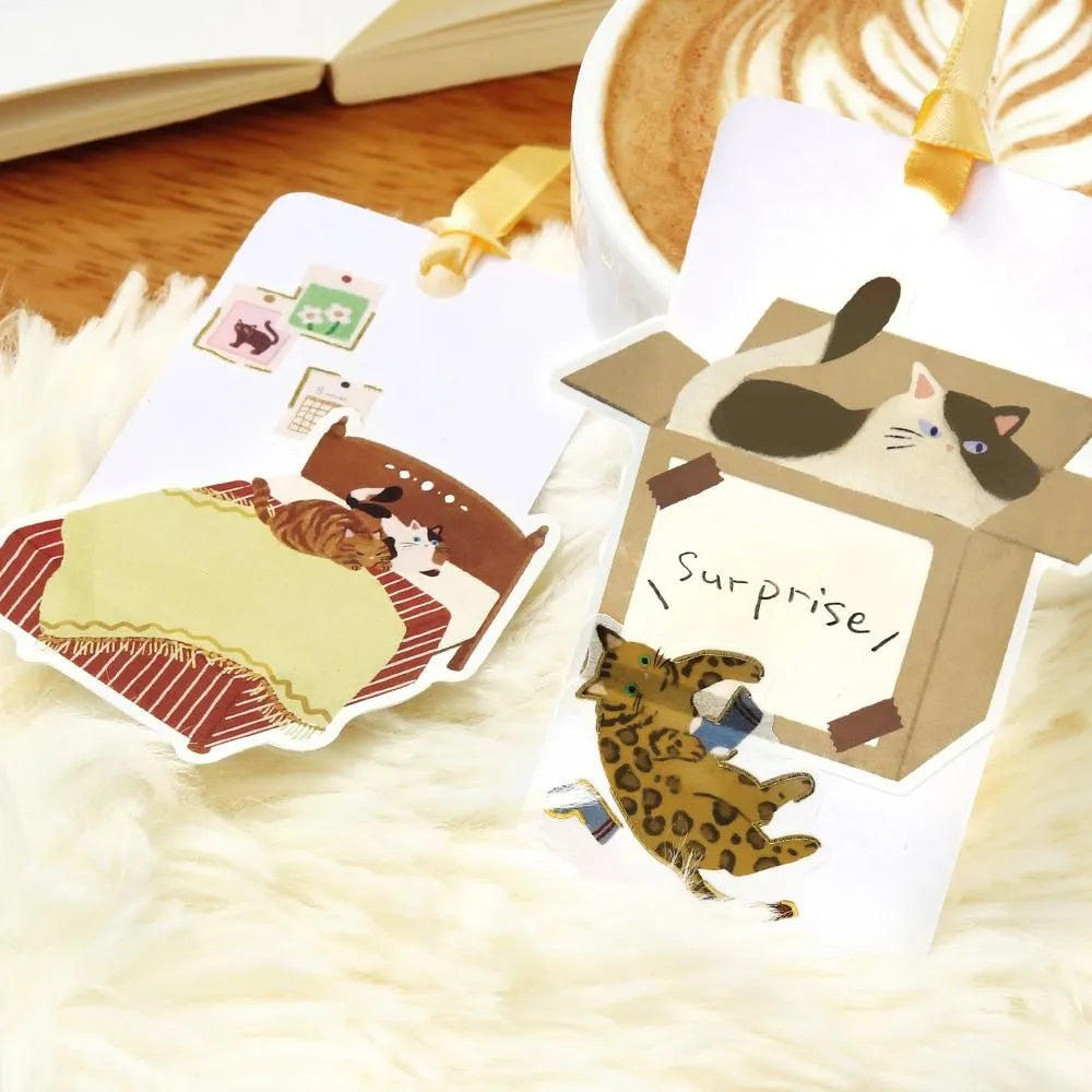 Cat Diary Memo Stickers Yellow