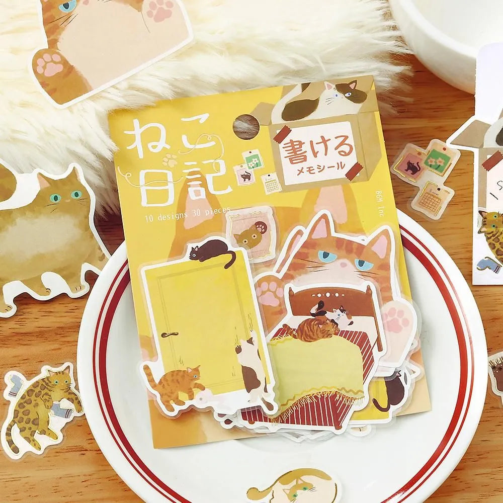 Cat Diary Memo Stickers Yellow