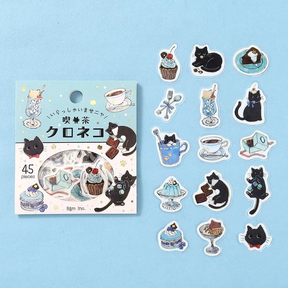 Welcome Meow! Flake Cat Stickers Kuroneko Cafe