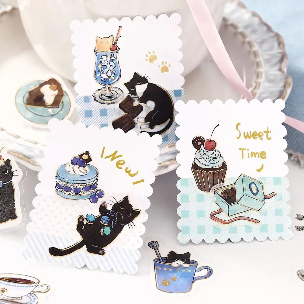 Welcome Meow! Flake Cat Stickers Kuroneko Cafe