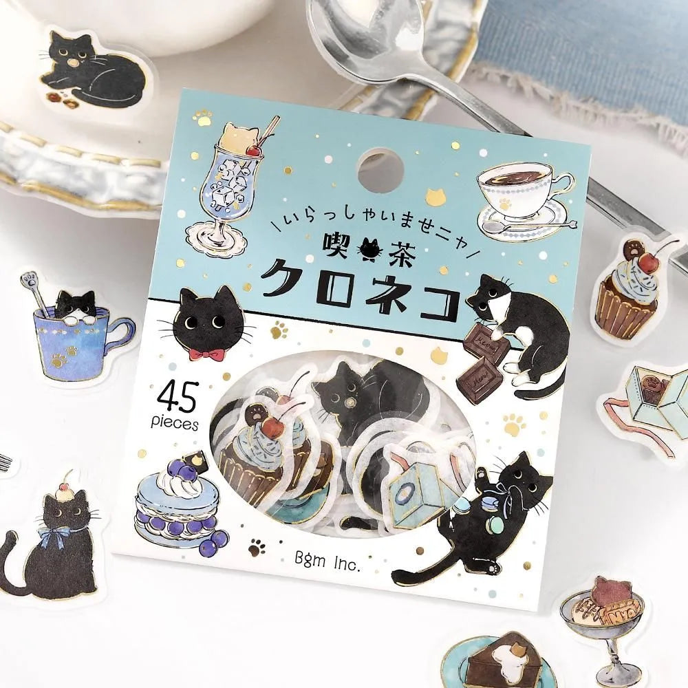 Welcome Meow! Flake Cat Stickers Kuroneko Cafe