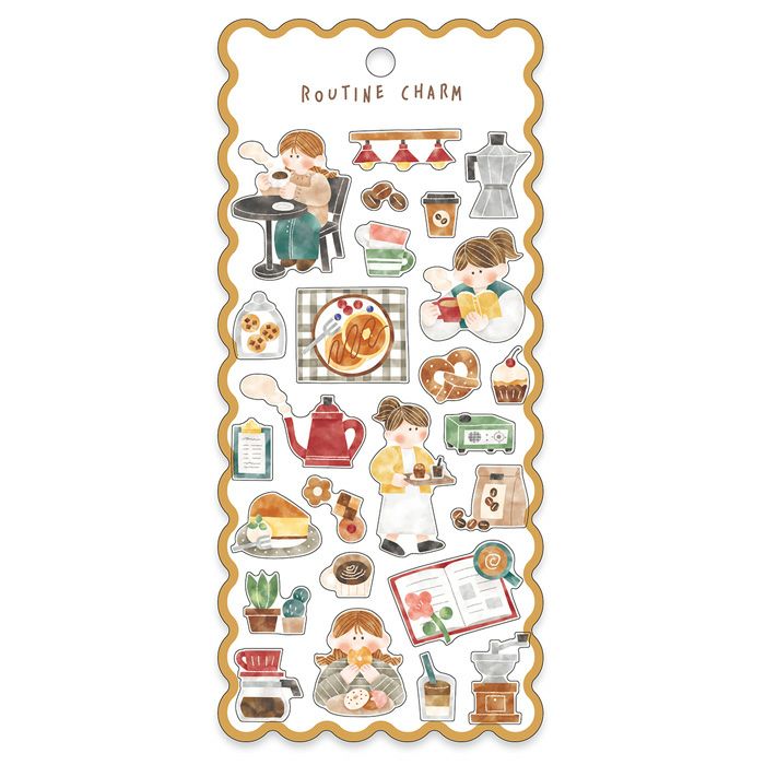 Routine Charm Stickers Cafe