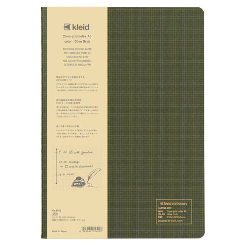 Grid Notebook A5 Olive