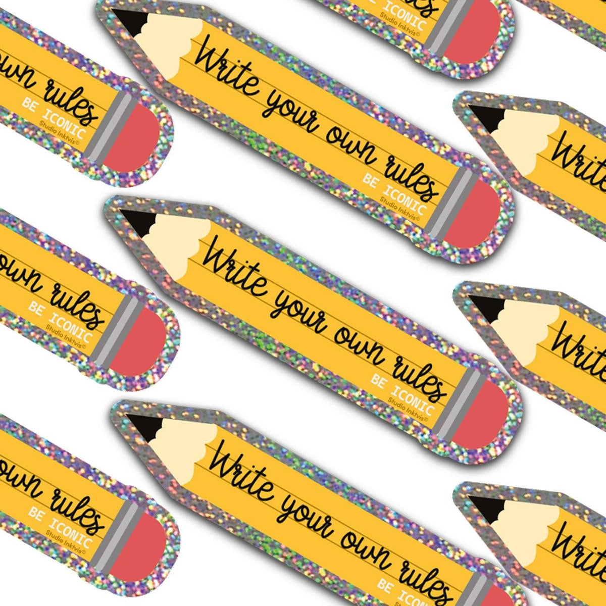 Glitter Sticker Write Your Own Rules Pencil