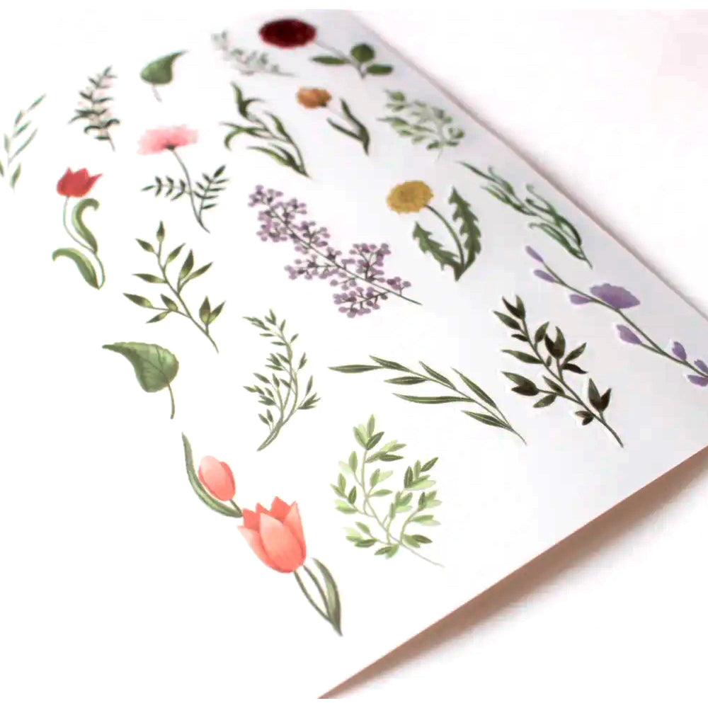 Nikki Dotti Rub on stickers - Spring Flowers Pretty set of flower -themed transfer stickers