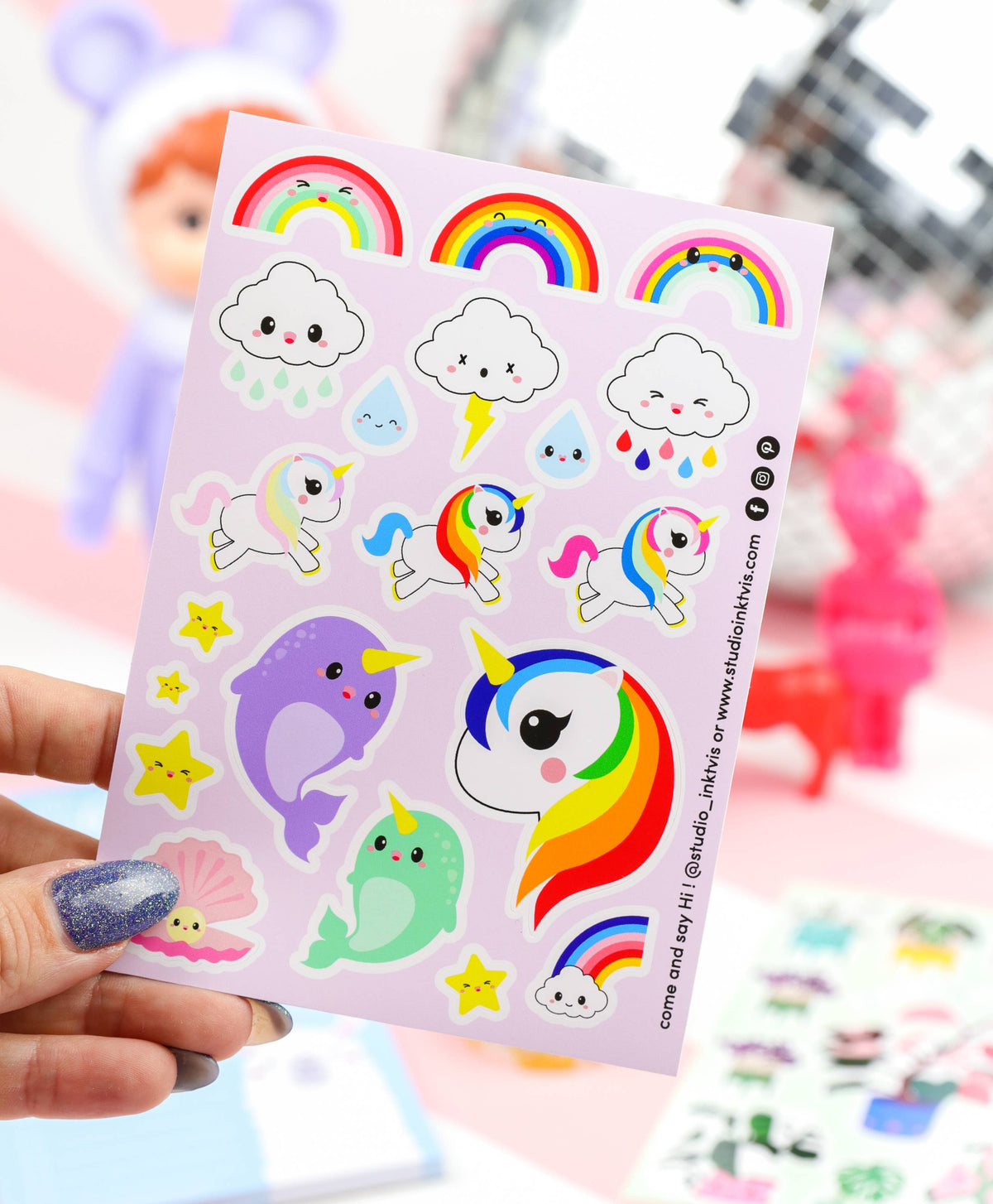 Vinyylitarra-arkki Unicorn Narwhal Rainbow